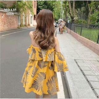 [ HANG THIET KE ] ĐẦM TRỄ VAI HÌNH LÁ