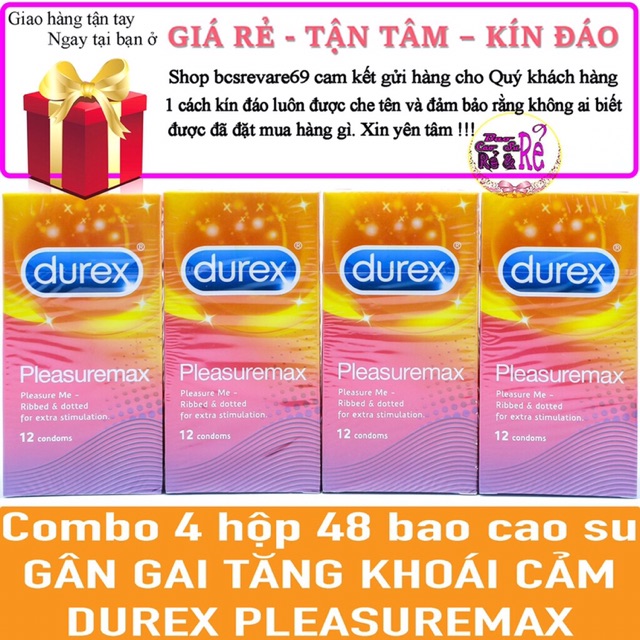 [COMBO HOT] 4 hộp Bao Cao Su Durex Pleasuremax có gân gai 48bao + 1 hộp durex 3bao tùy chọn