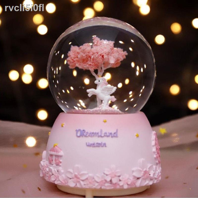 ✐ ◈ ⊕▤Đèn lồng sáng tạo Bông tuyết Hoa anh đào Kỳ lân Thủy tinh Quả cầu pha lê Hộp âm nhạc Cô gái Quà tặng sinh nhật cho