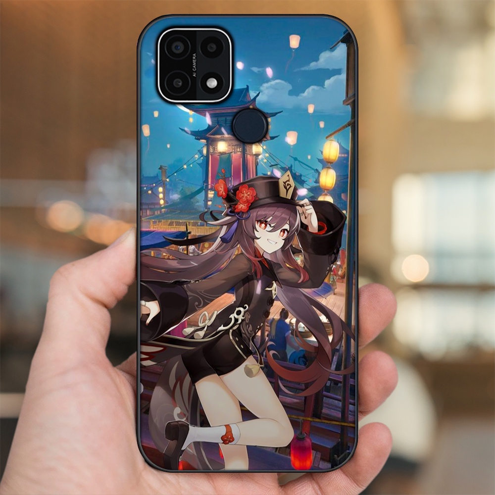 Ốp lưng Oppo A15, A15s viền đen in hình Hutao Genshin Impact