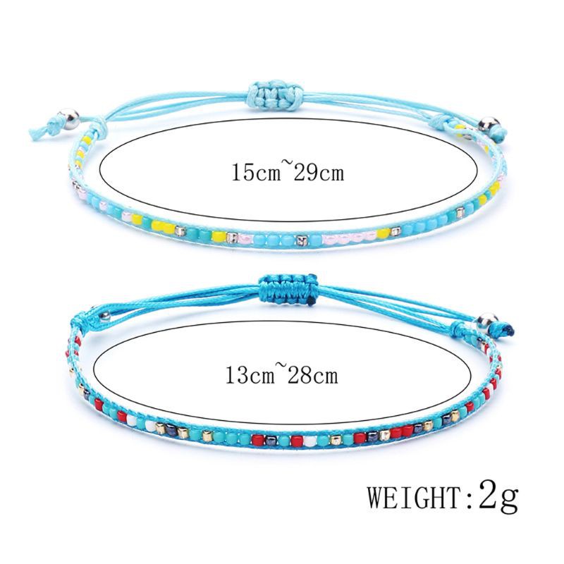 Vòng tay dây sáp handmade đan hạt nhựa phong cách dân tộc cổ điển