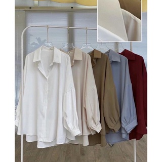 Áo sơ mi trơn voan trượt tay bồng oversize, áo sơ mi nữ cánh dơi Rosie Dream Shop