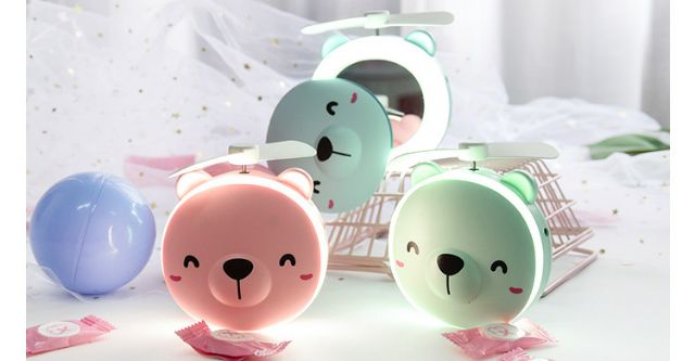Quạt Mini Heo 3in1 Loại Cắm Sạc ( gương, đèn, quạt mát) | BigBuy360 - bigbuy360.vn