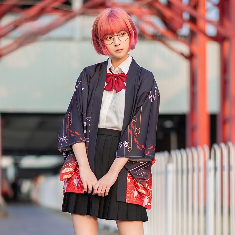Áo Khoác Kimono In Hình Cá Chép Phong Cách Harajuku Nhật Bản Dành Cho Nam Nữ 2021 | BigBuy360 - bigbuy360.vn
