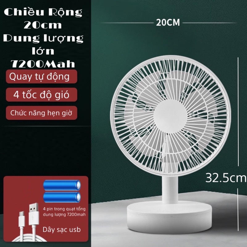 Quạt tích điện để bàn bảo hành 12 tháng chính hãng ( quạt chạy liên lục lên đến 10h có chức năng xoay tự động )
