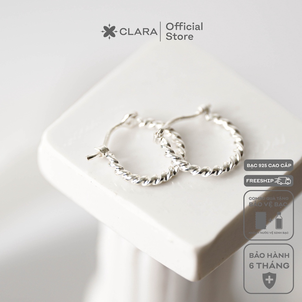 Bông tai bạc nữ tròn mảnh cao cấp khuyên tai bạc ta xoắn hoa tai cho bé đẹp