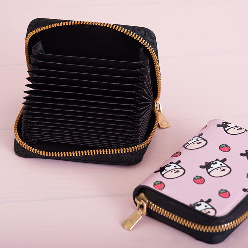 Ví Da PU Gập Ba Đựng Thẻ Tín Dụng In Họa Tiết Bò Hoạt Hình Dễ Thương Cho Nữ