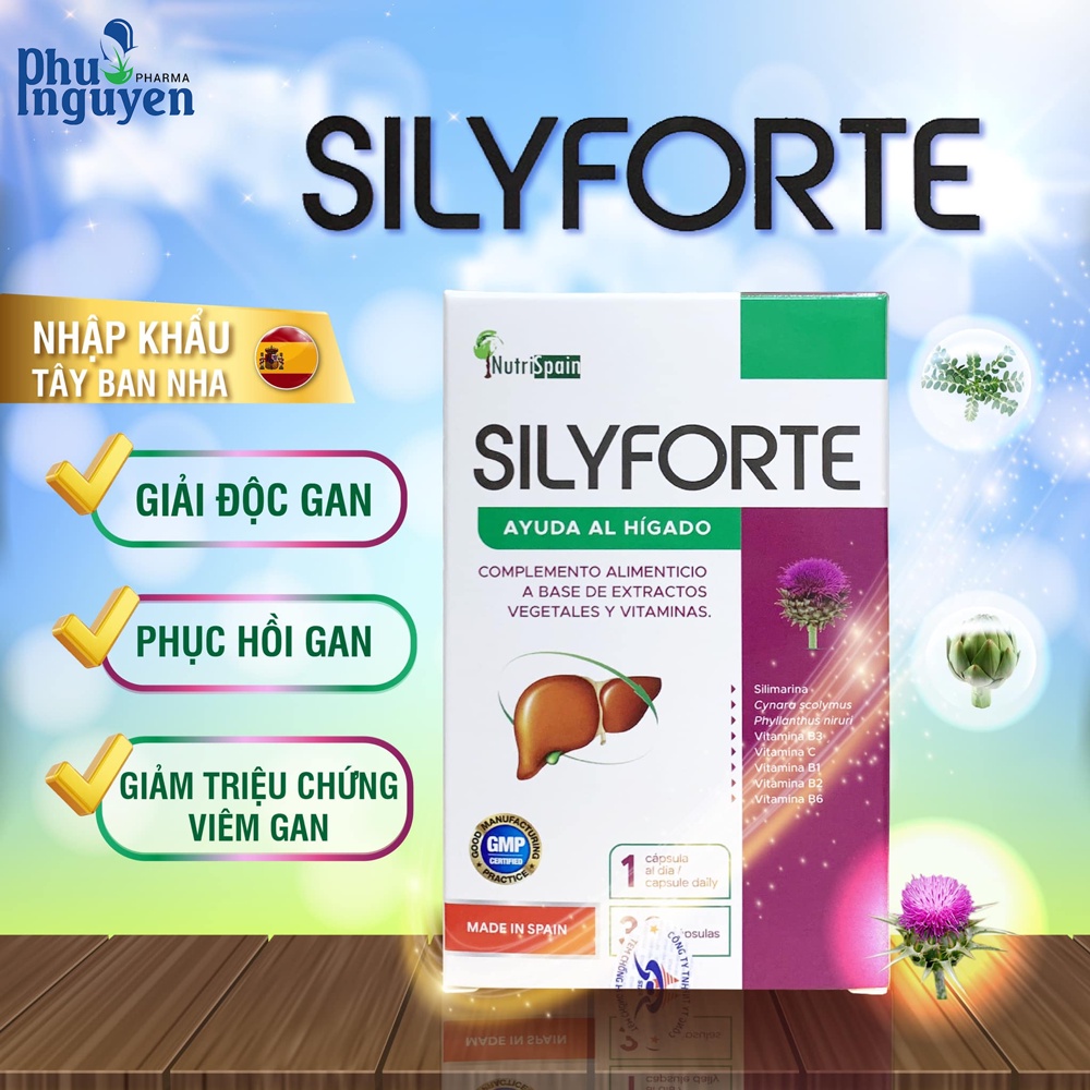 Viên Uống Atiso Hỗ Trợ Giải Độc Gan Bảo Vệ Gan Khỏe Mạnh SilyForte Xuất Xứ Tây Ban Nha - Hộp 30 Viên