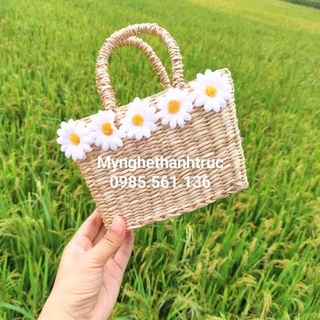 Túi cói mini đan dày siêu dễ thương