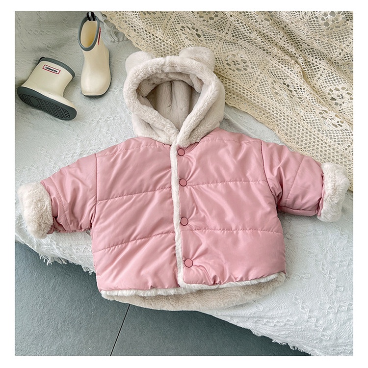 Áo khoác trẻ em, áo phao mũ lông lót lông siêu dày cho bé 10-22kg MS04