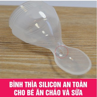 Bình thìa ăn dặm silicon cho bé ăn cháo, ăn bột