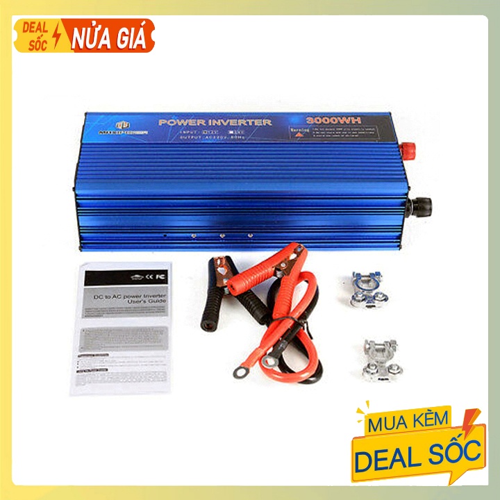 Máy kích điện 3000W, bộ đổi nguồn inverter 12v lên 220v 3000W