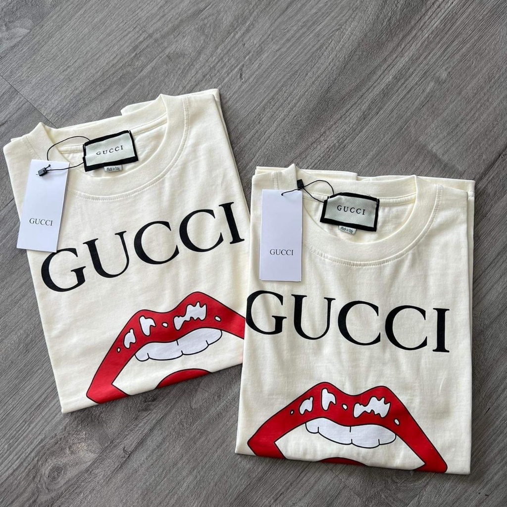 [Best Quality] Áo Thun Gu*cci Môi , Áo Thun Cộc Tay Chất Liệu Cotton In Chữ Gu*cci Môi Thời Trang Dành Cho Cả Nam Và Nữ