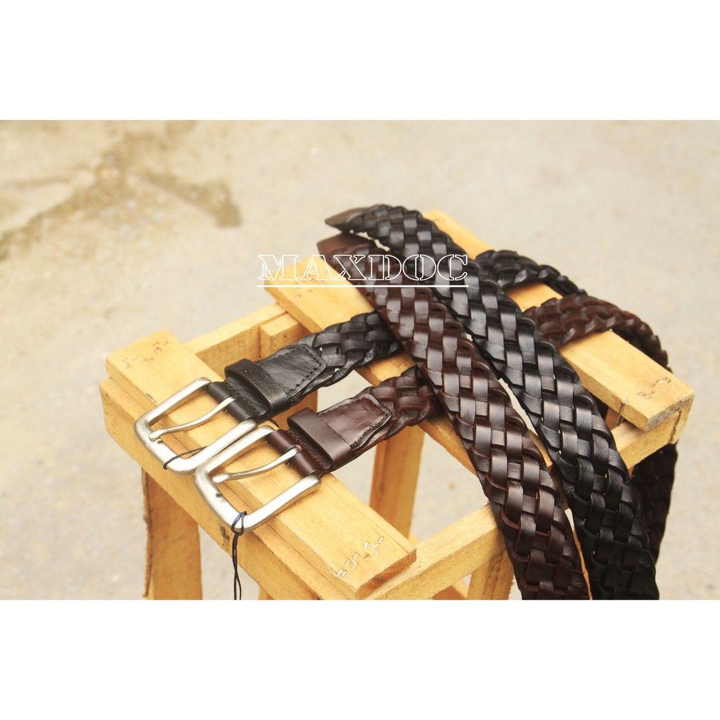 Dây lưng đan  da thật Dl21 chất liệu da bò dây có bản rộng 3,3 cm