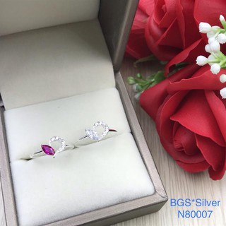 Nhẫn bạc nữ kiểu tim đá màu đỏ/ trắng đẹp độc lạ hcm n80007