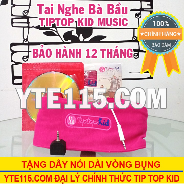 TAI NGHE BÀ BẦU TIPTOP KID MUSIC MÀU HỒNG - TẶNG DÂY NỐI DÀI VÒNG BỤNG - YTE115.COM ĐẠI LÝ CHÍNH THỨC TIP TOP KID