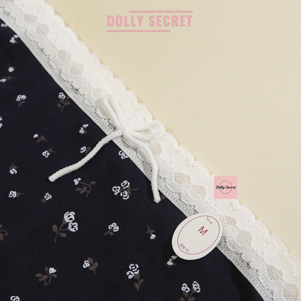 Quần Lót Cotton Nữ DOLLY SECRET Viền Ren Y Tế Học Sinh Cao Cấp Họa Tiết Màu Trắng Vải Kháng Khuẩn Mềm Mại QL050