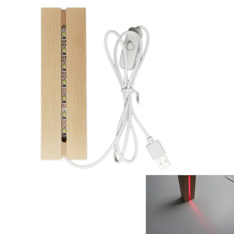 Đế Gỗ Trưng Bày Trang Sức Hình Chữ Nhật Có Đèn Led