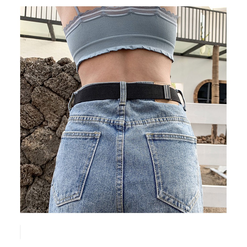 Thắt lưng thun co giãn cúc bấm 2 bên phối da- Dây nịt chun thun 2 bên thu nhỏ eo TTL139