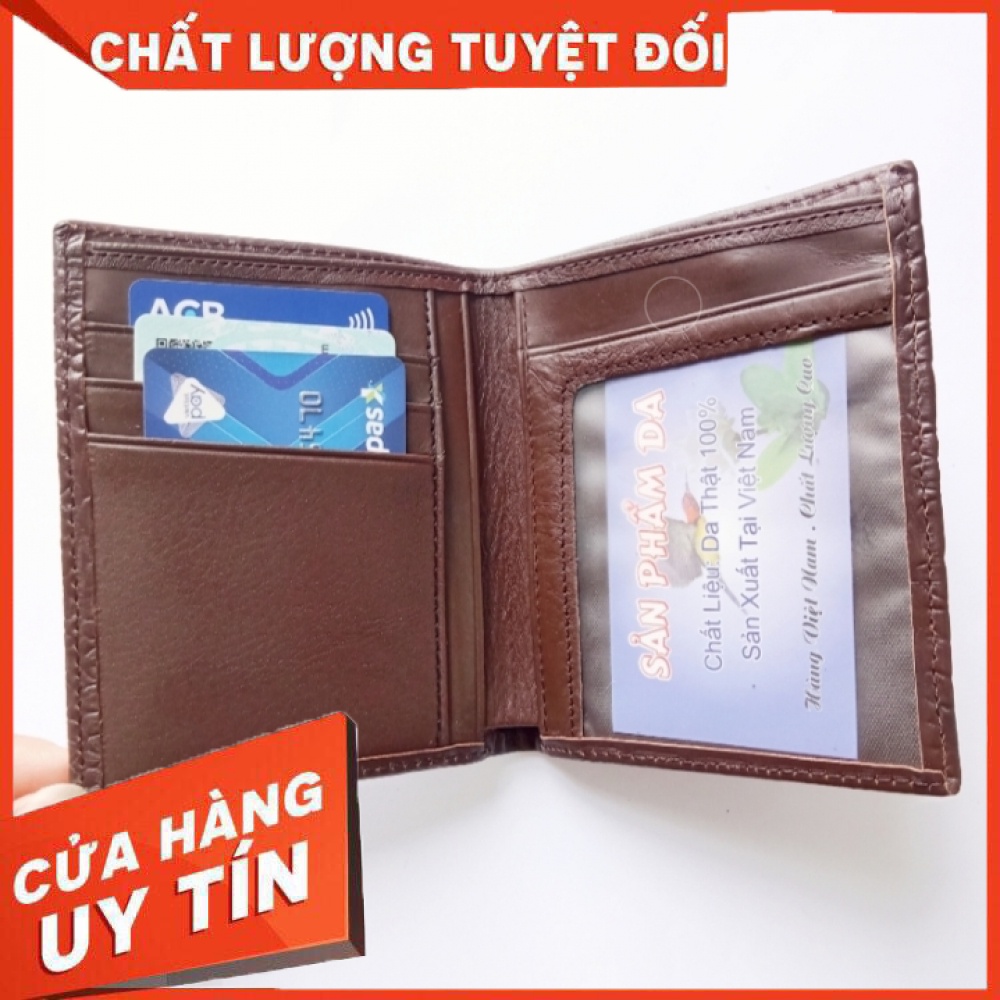 Ví nam da bò thật dập vân cá sấu kiểu dáng trẻ trung sang trọng đẳng cấp bóp da siêu bền