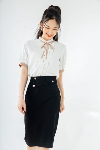 Chân váy ôm cạp lệch cài 2 cúc