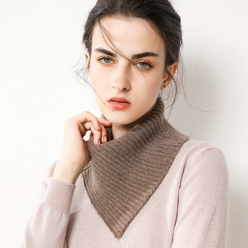 100% thuần Cashmere lót nỉ cổ áo nam nữ dễ phối đồ mùa thu và mùa đông dày cổ áo tam giác ấm áp đan đầu khăn quàng cổ