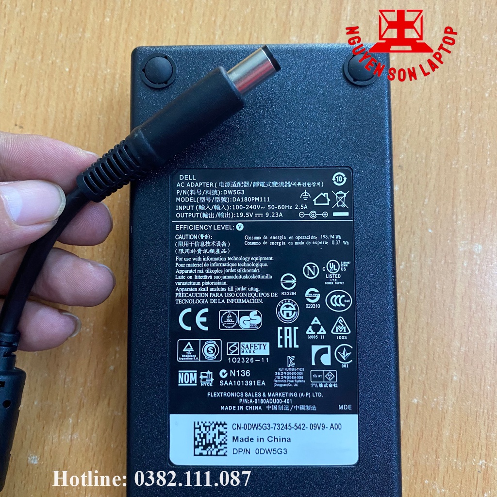Sạc Laptop Dell 19.5V-9.23A 180W - M4600 M4700 M4800 M2010 M1710 M14X M15X M17X