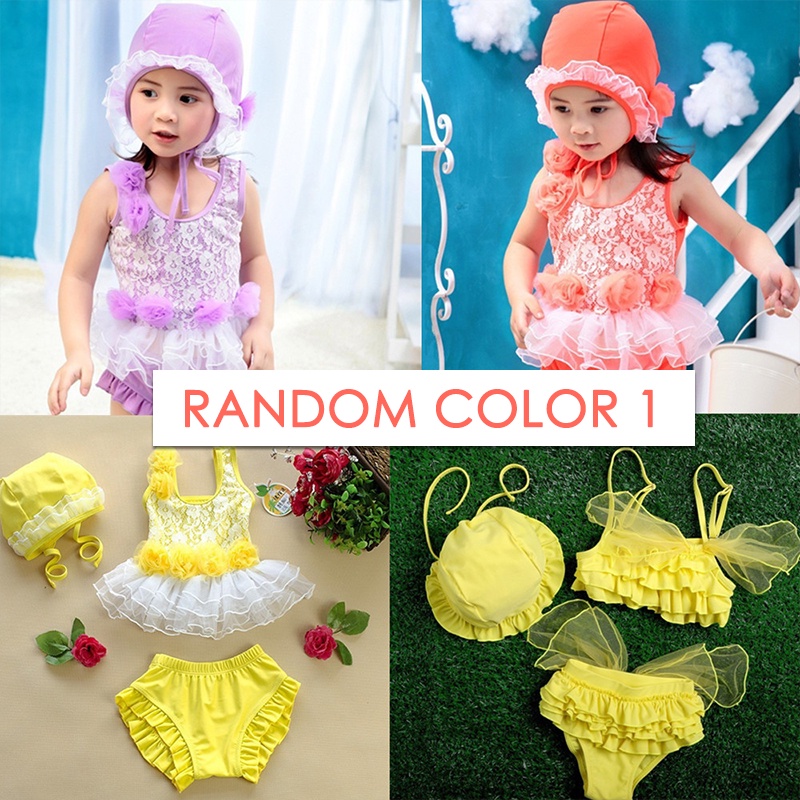 Set Đồ Bơi Ba Mảnh Màu Sắc Ngẫu Nhiên Cho Bé Gái
