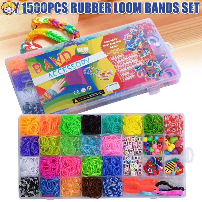 Bộ 1500 Dây Cao Su Silicone Co Giãn Làm Vòng Tay Đồ Chơi DIY Cho Trẻ Em