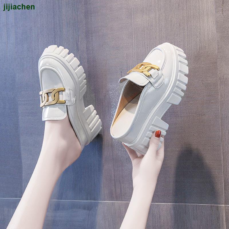 Dép Da Bóng Bít Mũi Đế Dày Thời Trang Mùa Hè 2021 Cho Nữ