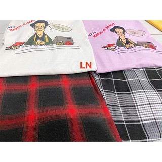 Set áo phông cotton và quần caro