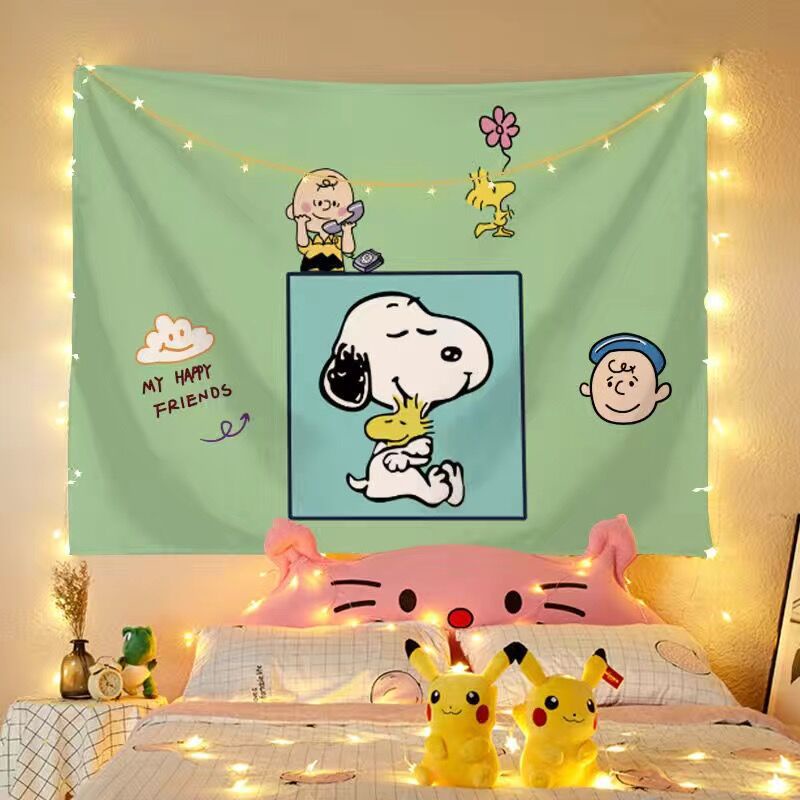 Thảm Vải Treo Tường In Hoạt Hình Snoopy Đáng Yêu Trang Trí Phòng Ngủ Cho Bé   ttm211