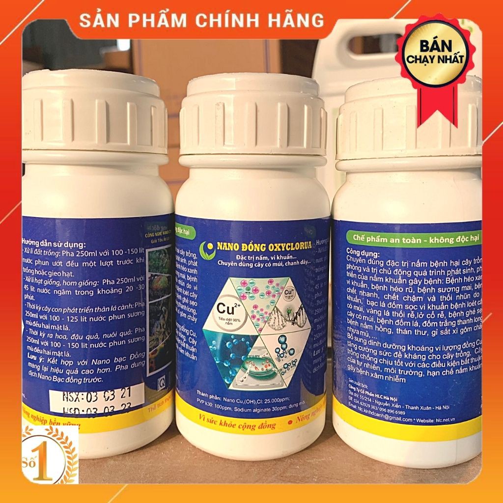 Nano đồng oxyclorua HLC - Thuốc trừ nấm bệnh cho hoa lan, hoa hồng, cây cảnh, cây ăn trái, cây trồng các loại, 250ml