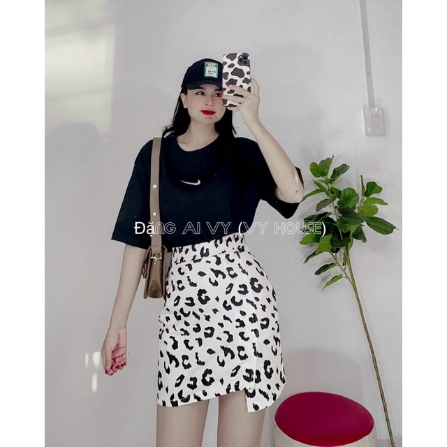 SET ÁO THUN THÊU + CHÂN VÁY BEO TRENDY