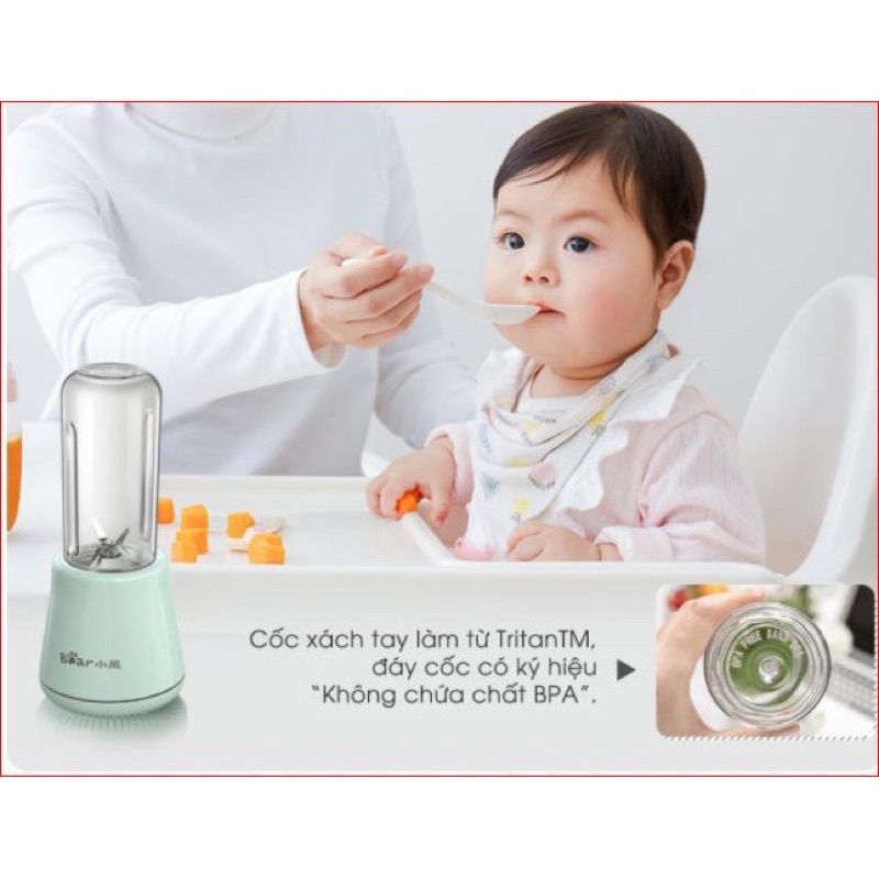 Máy xay sinh tố cầm tay Bear D04A1 xay bột, thực phẩm cho bé ăn dặm