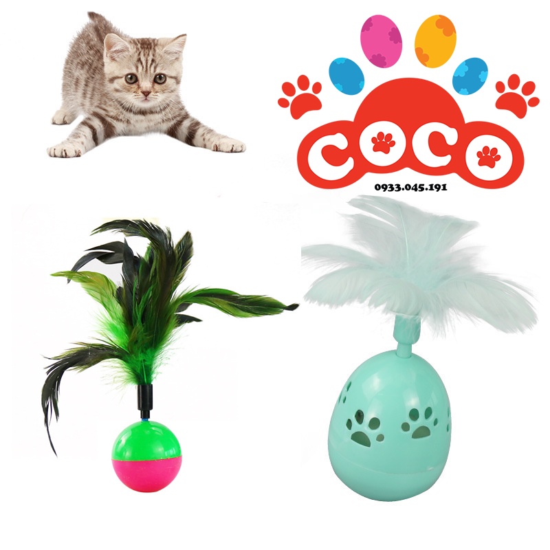 ĐỒ CHƠI LẬT ĐẬT CÓ CHUÔNG CÓ LÔNG VŨ CHO CHÓ MÈO