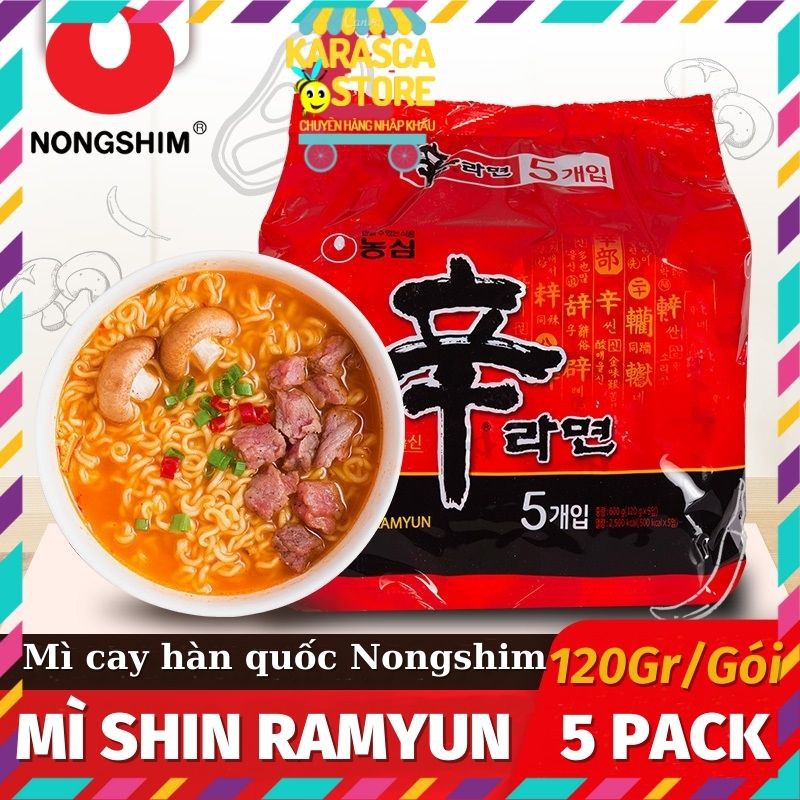 Mì Cay Hàn Quốc, Mì Cay Nongshim, Mì Shin Ramyun Lốc 5 Gói 120gr