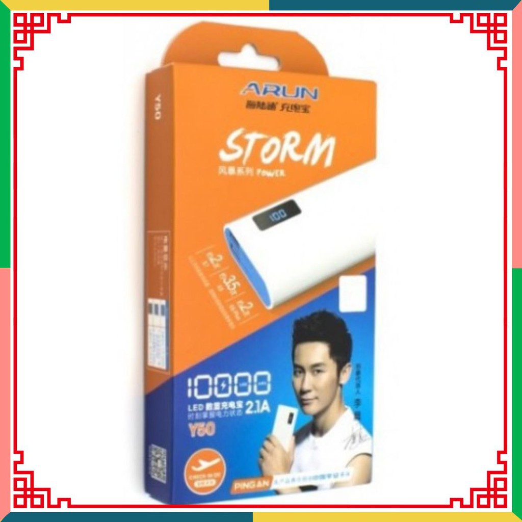 Pin sạc dự phòng Arun Y50 - 10000mAh màn hình LCD giá rẻ *Loại Tốt*