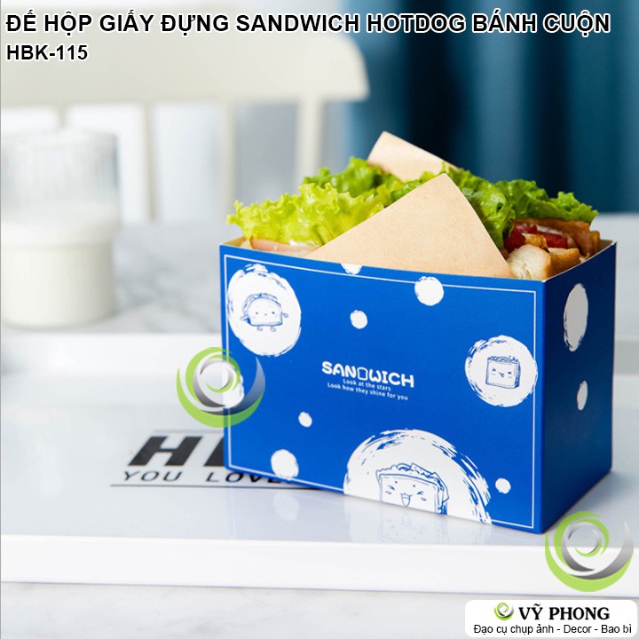 SET 10 HỘP GIẤY ĐỄ HỘP GIẤY ĐỰNG BÁNH SANDWICH HOTDOG BÁNH CUỘN PHONG CÁCH NHẬT HBK-0115