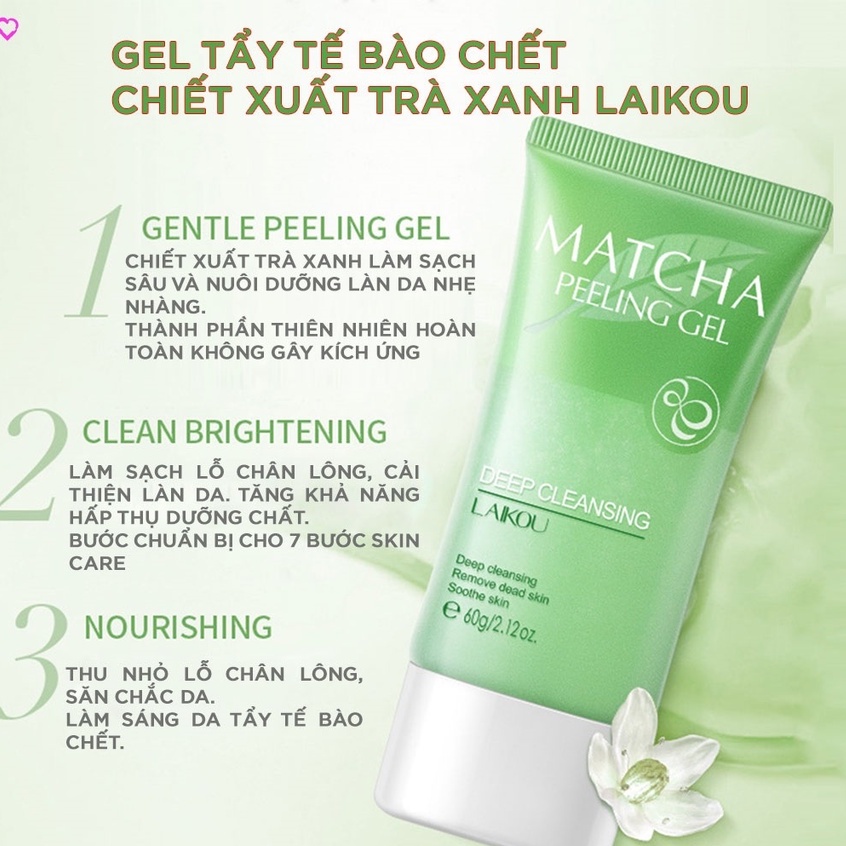 Gel Tẩy Tế Bào Chết LAIKOU Chiết Xuất Trà Xanh - Nội địa Trung