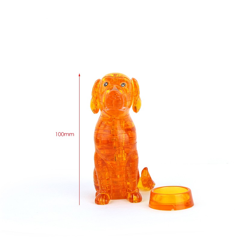 Khối xây dựng hình chú chó 3D pha lê sáng tạo