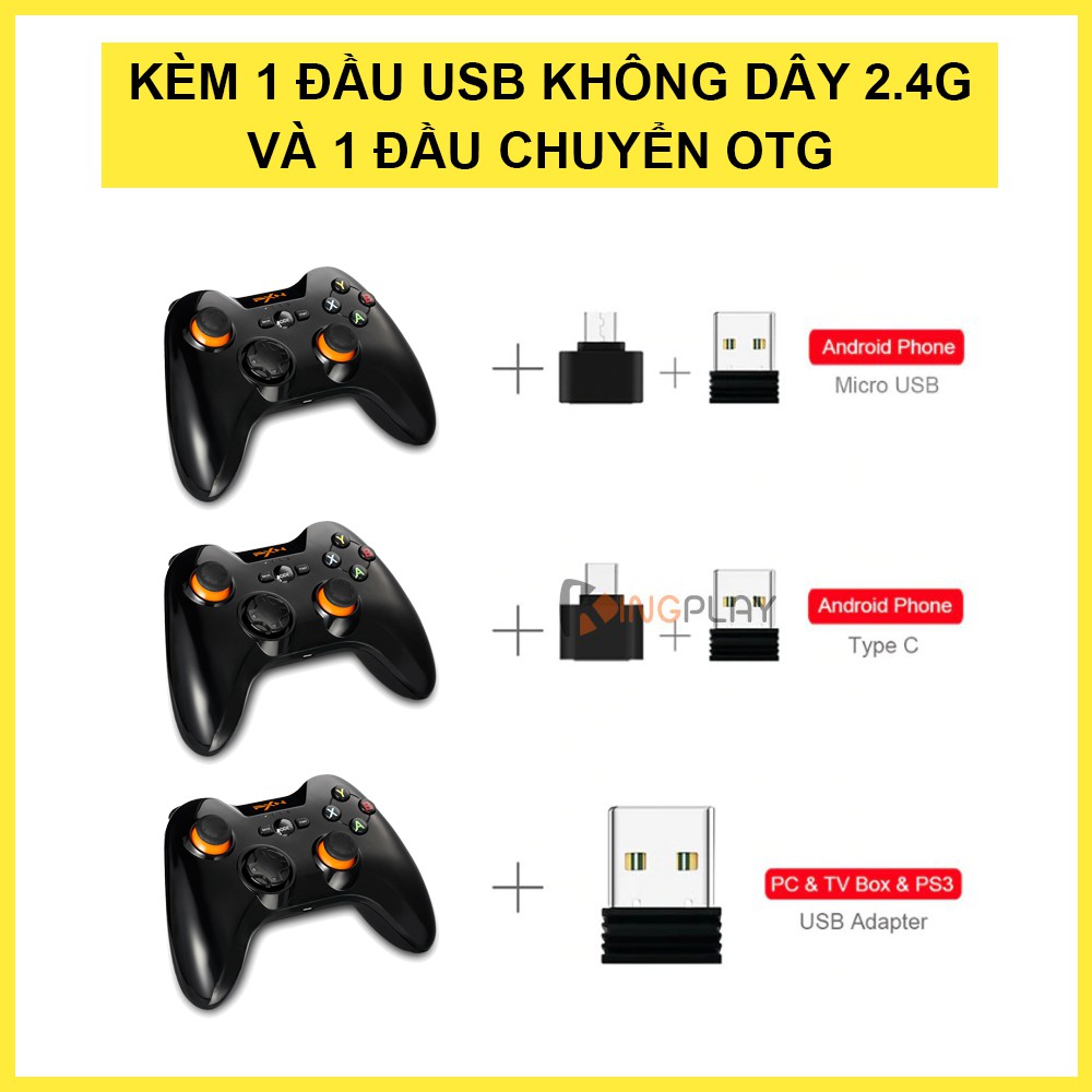 Tay cầm chơi game không dây PXN 9603 – Tay cầm chơi game PC Laptop /Điện thoại Android /TV – Kết nối không dây USB 2.4g