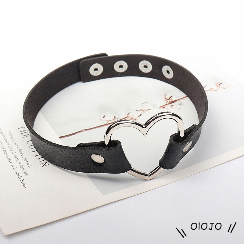 Harajuku Punk Rock Gothic Sexy Pu Da Trái tim Tròn Spike Đinh tán Cổ áo Choker Vòng cổ Body 100% Đồ trang sức Thủ công Quà tặng Đảng-OLO