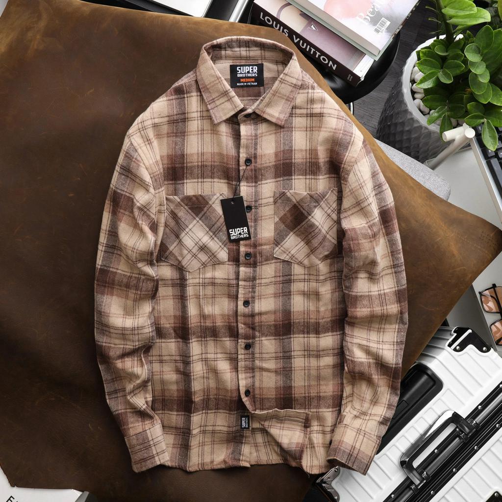 Áo Sơ Mi Nam Flannel Super Bros 5 Màu - Hàng Unisex Cao Cấp - Chất Liệu Mềm Mại - Form Slim Fit Tôn Dáng