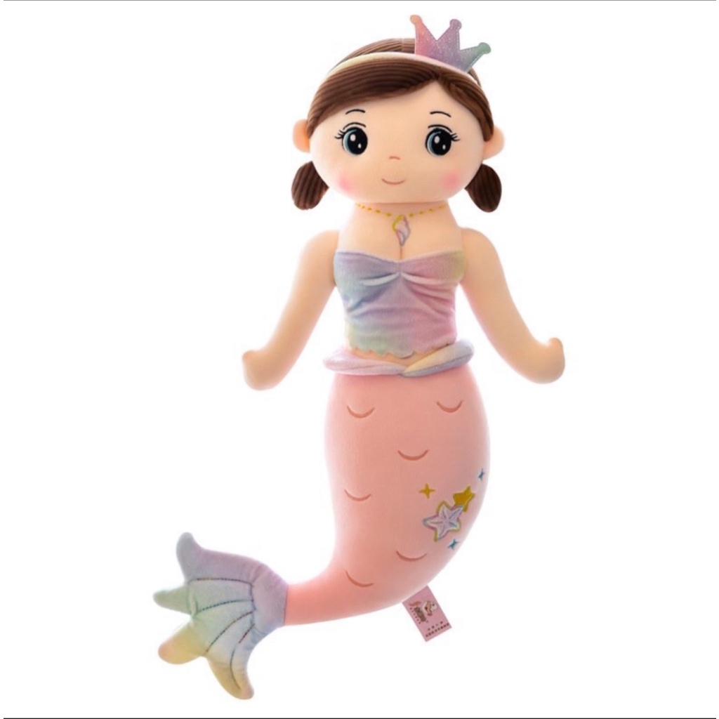 Gấu bông tiên cá đáng yêu - Thú nhồi bông Tiên cá đội vương miện, chất Miniso mịn màng cao cấp