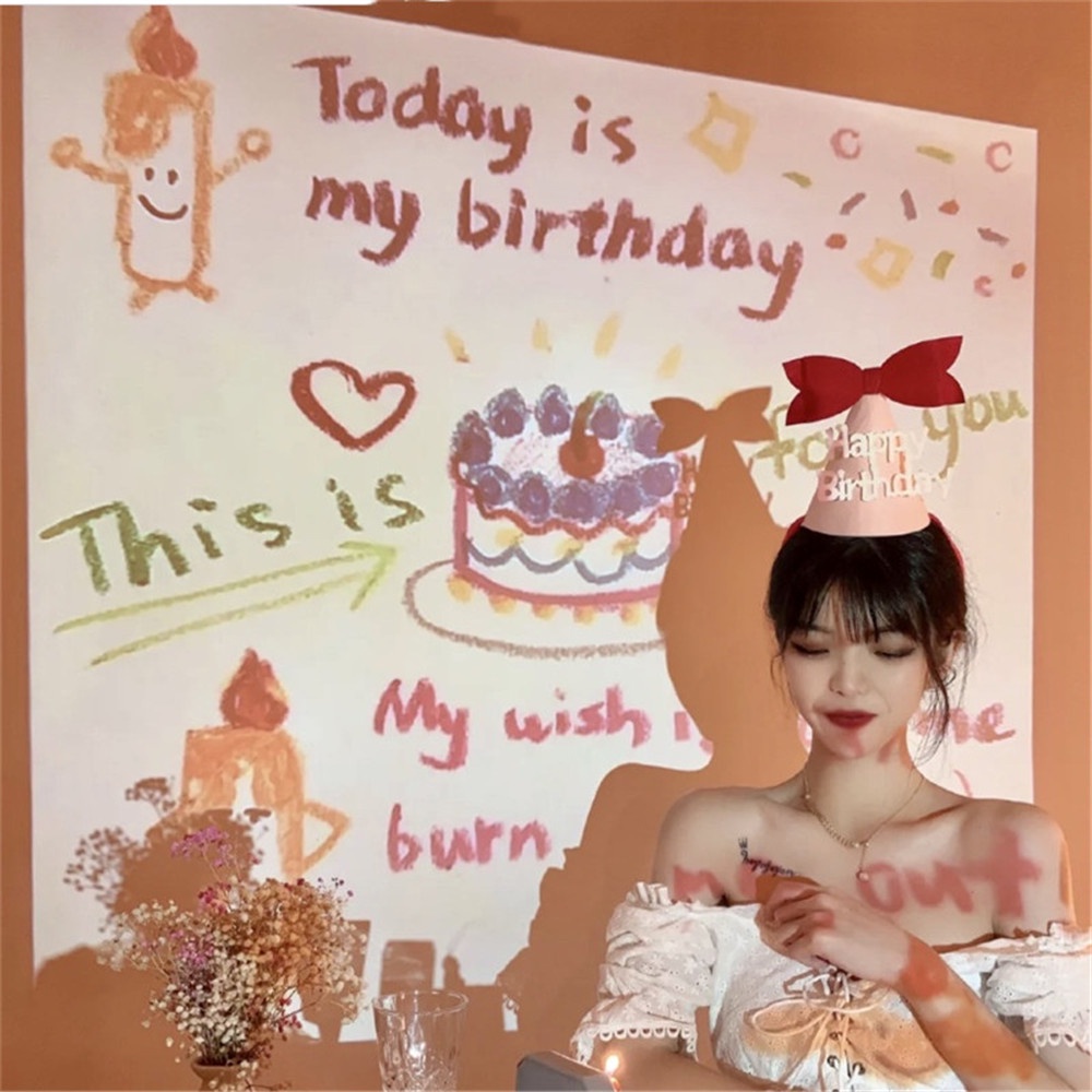 Đèn chiếu chữ Happy Birthday mini phong cách Hàn Quốc sáng tạo trang trí tiệc sinh nhật