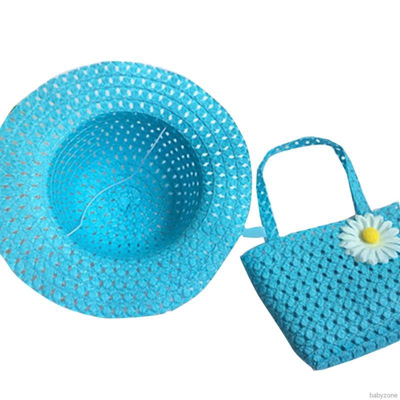 Set nón và túi cói kiểu dáng dễ thương dành cho bé gái