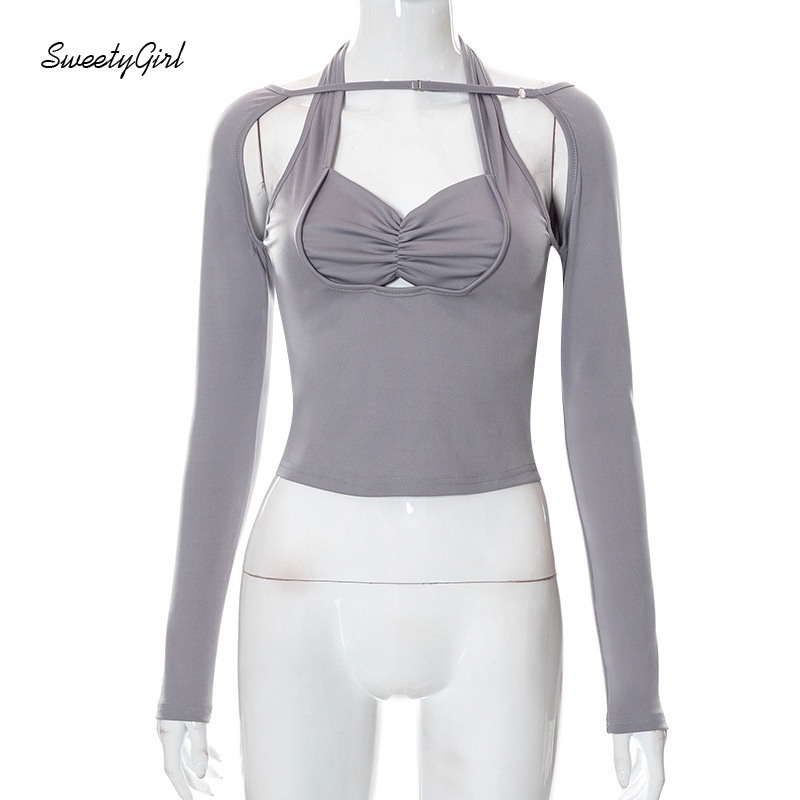 Áo Thun Tay Dài Hở Vai Màu Trơn Dáng Ôm Gợi Cảm Thời Trang 2022 Dành Cho Bạn Nữ