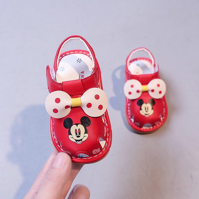 Sandal cho bé gái - Giày tập đi cho bé gái từ 6-18 tháng  đế mềm hoạt hình mickey  (A1) (sz15 - sz19)