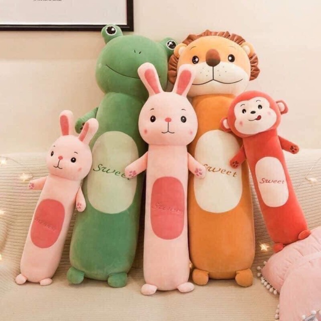 Gấu bông thỏ ếch khỉ, Gối ôm Cho Bé Vải Miniso Mềm mịn an toàn